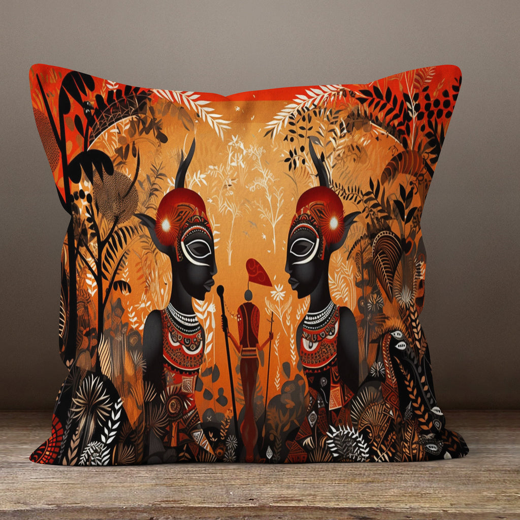 African Woman Pillow Covers, African Art Pillowcase, Ethnic Pillowcase, Authentic Throw Pillow Cover, African Digital Print Cushion Cover