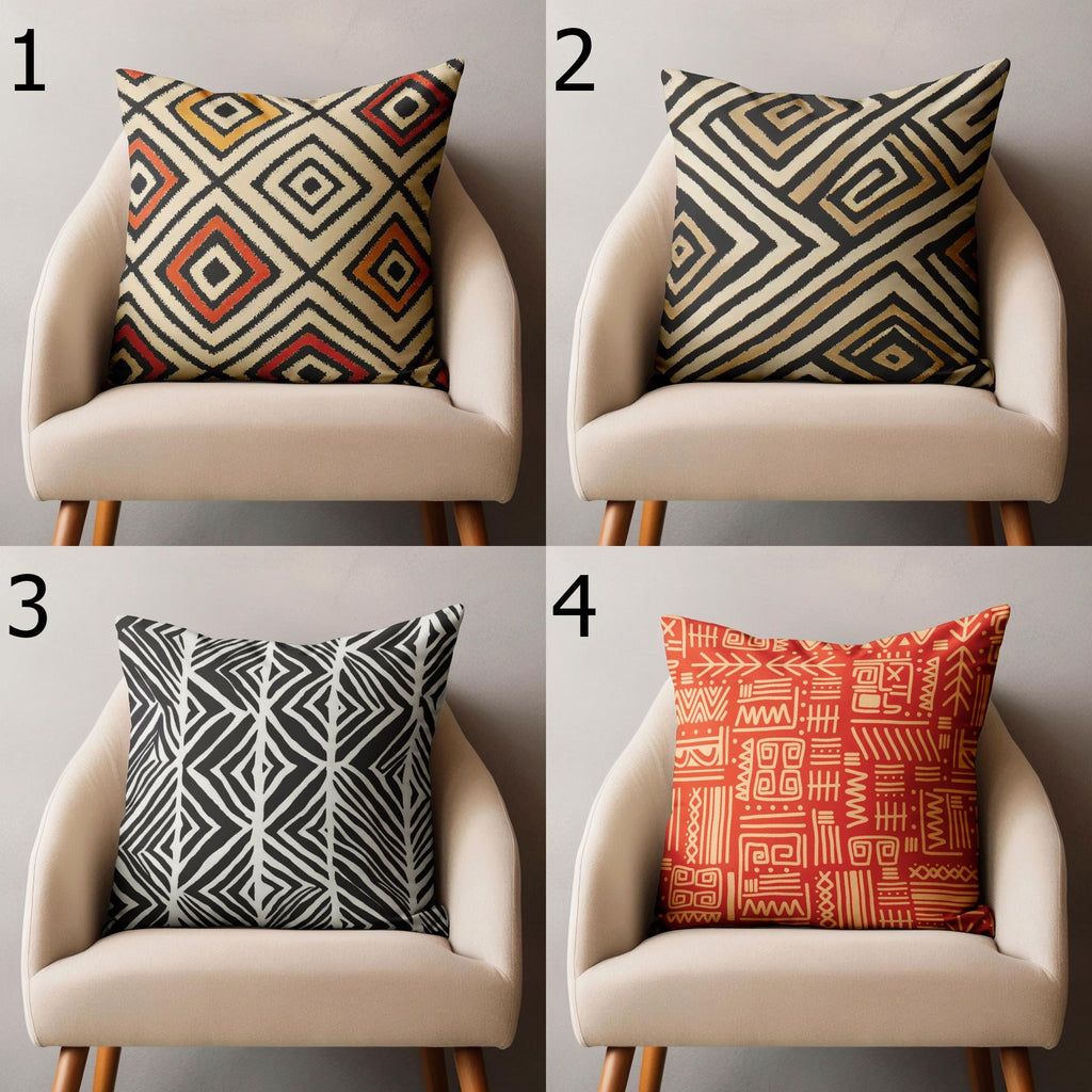 African Pillow Covers, African Mudcloth Digital Print Cushion Cover, African Ethnic Pillowcase, Ethnic African Throw Pillow Covers