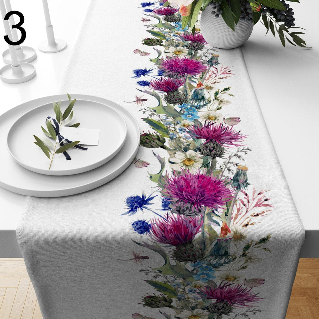 Rose Table Runner, Floral Table Runners, Flowers Print Table Runner, Purple Table Runner, Tropical Table Runner, Exotic Plants Runners
