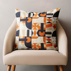 Mid Century Orange Pillowcase, Retro Pillow Cover, 1960s Cushion Cover, 70s Throw Pillow Cover, MCM Pillowcase