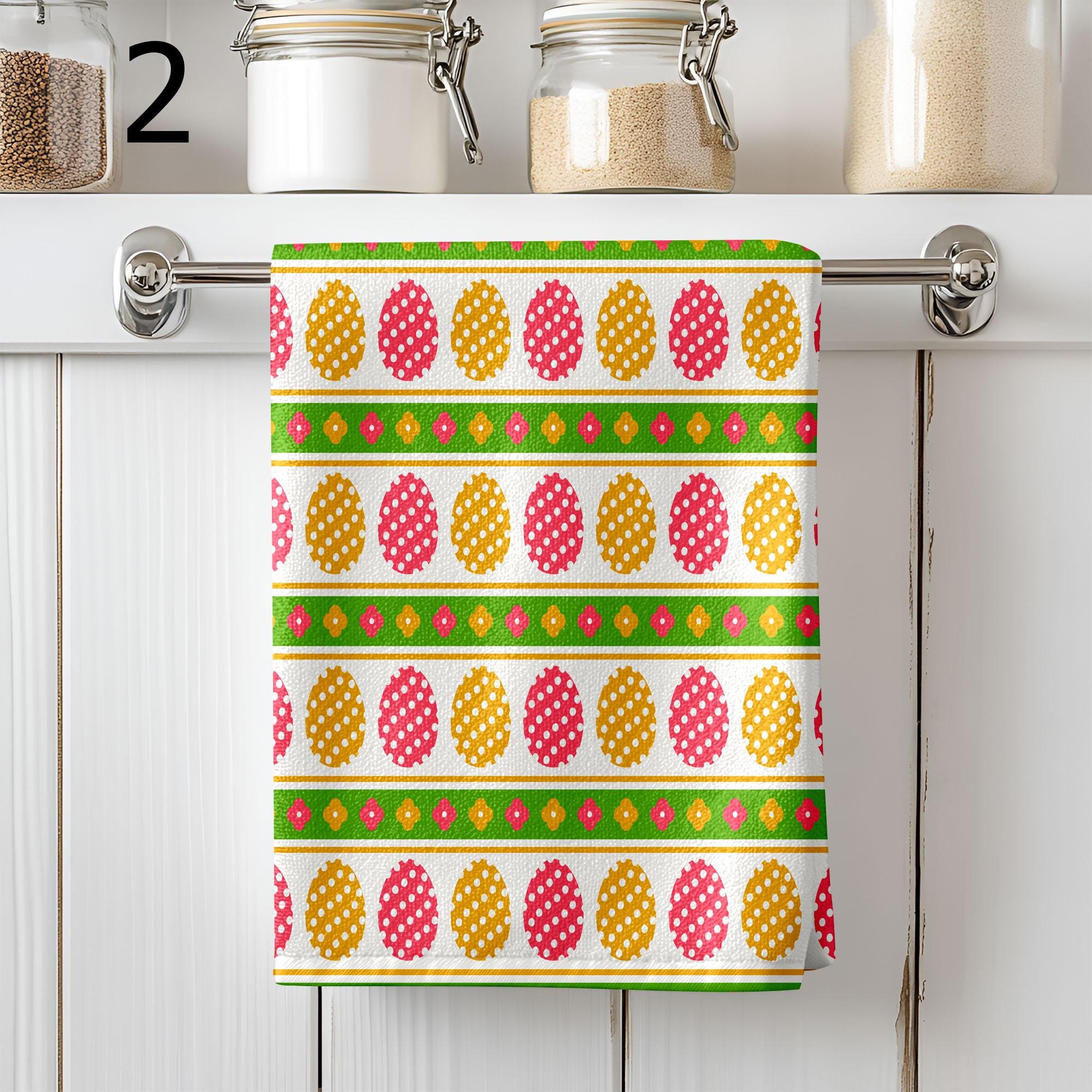 Happy Easter Dish Towel, Cute Easter Decorative Tea Towel, Easter Eggs Towels, Hello Easter Kitchen Towels, Colorful Eggs Tea Towels