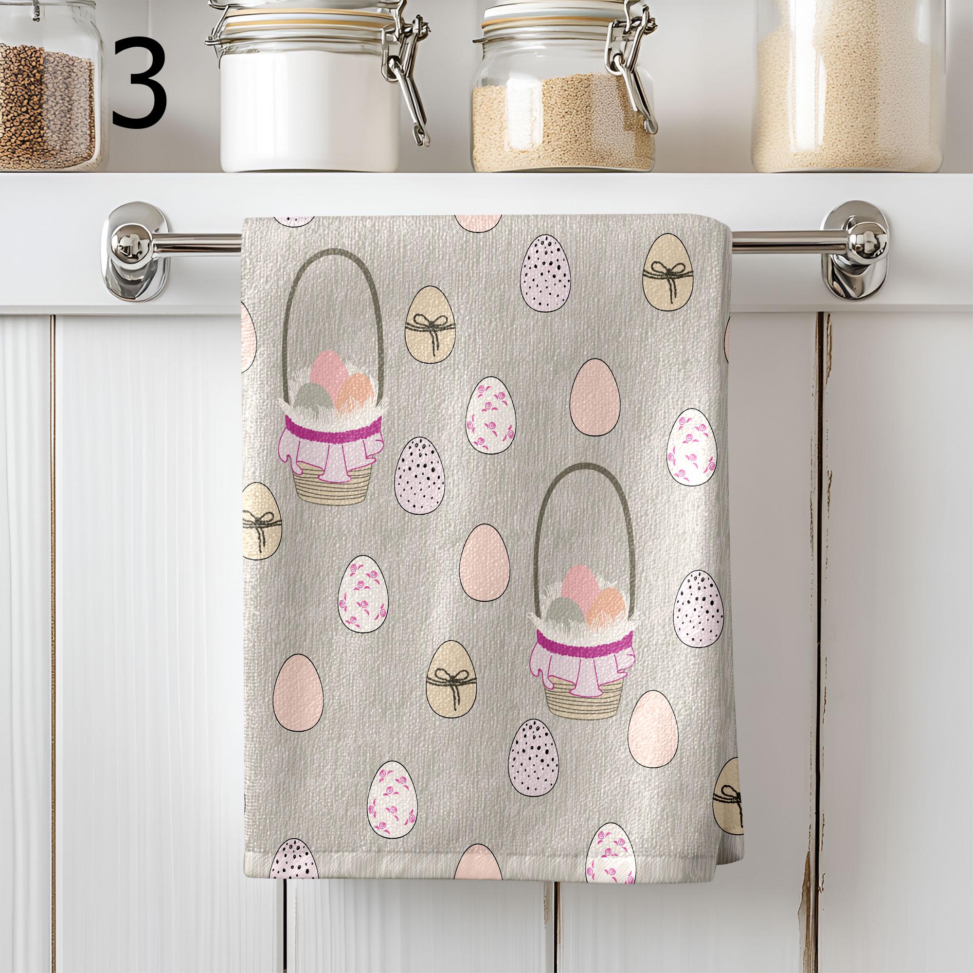 Colorful Eggs Kitchen Towels, Easter Decorative Tea Towel, Easter Egg Dish Towel, Easter Fingertip Towels, Cute Easter Hand Towels