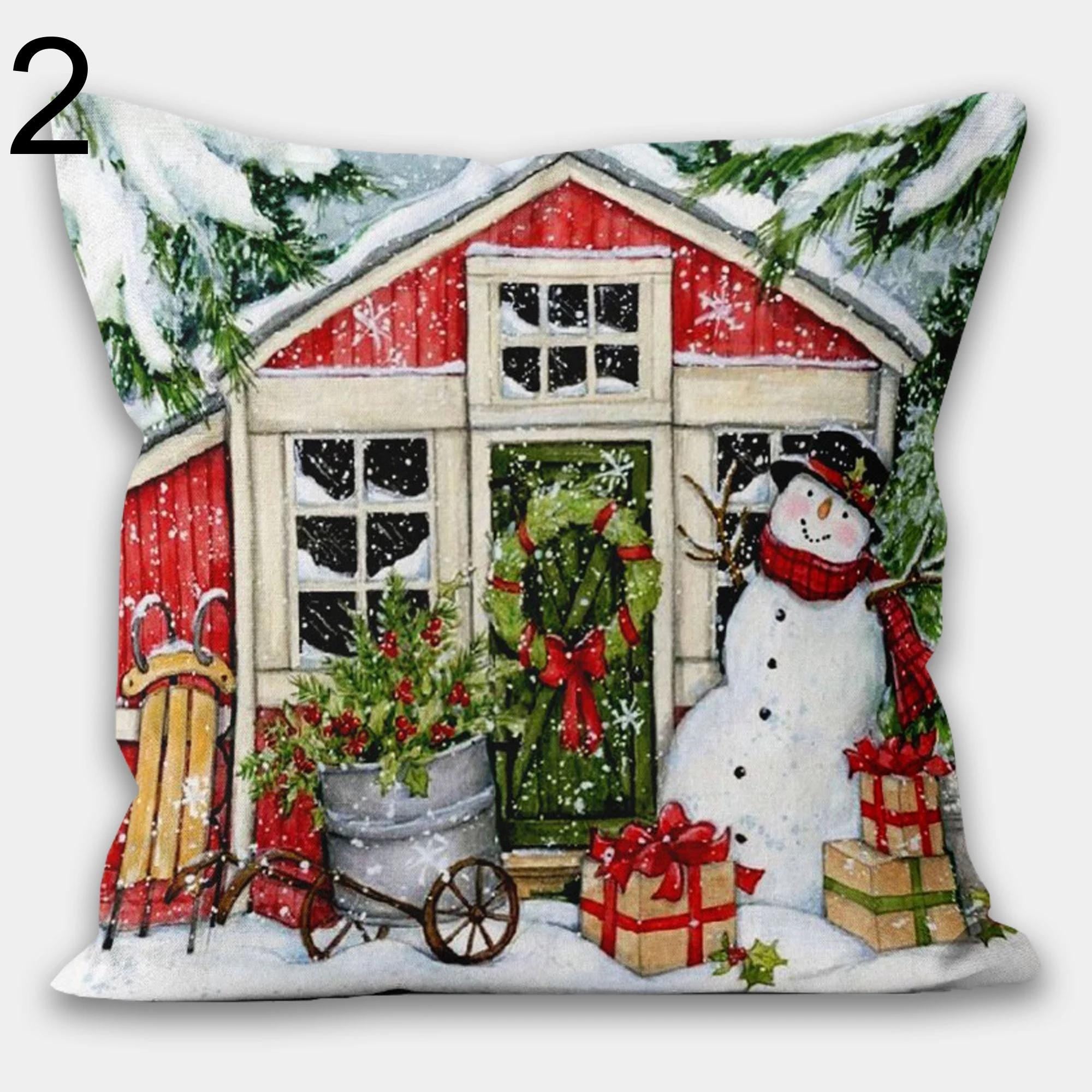 Christmas Pillowcase, Snowman Christmas Pillow Cover, Snowflakes Christmas Pillow Cover, Xmas Holiday Decor, Christmas Home Decor