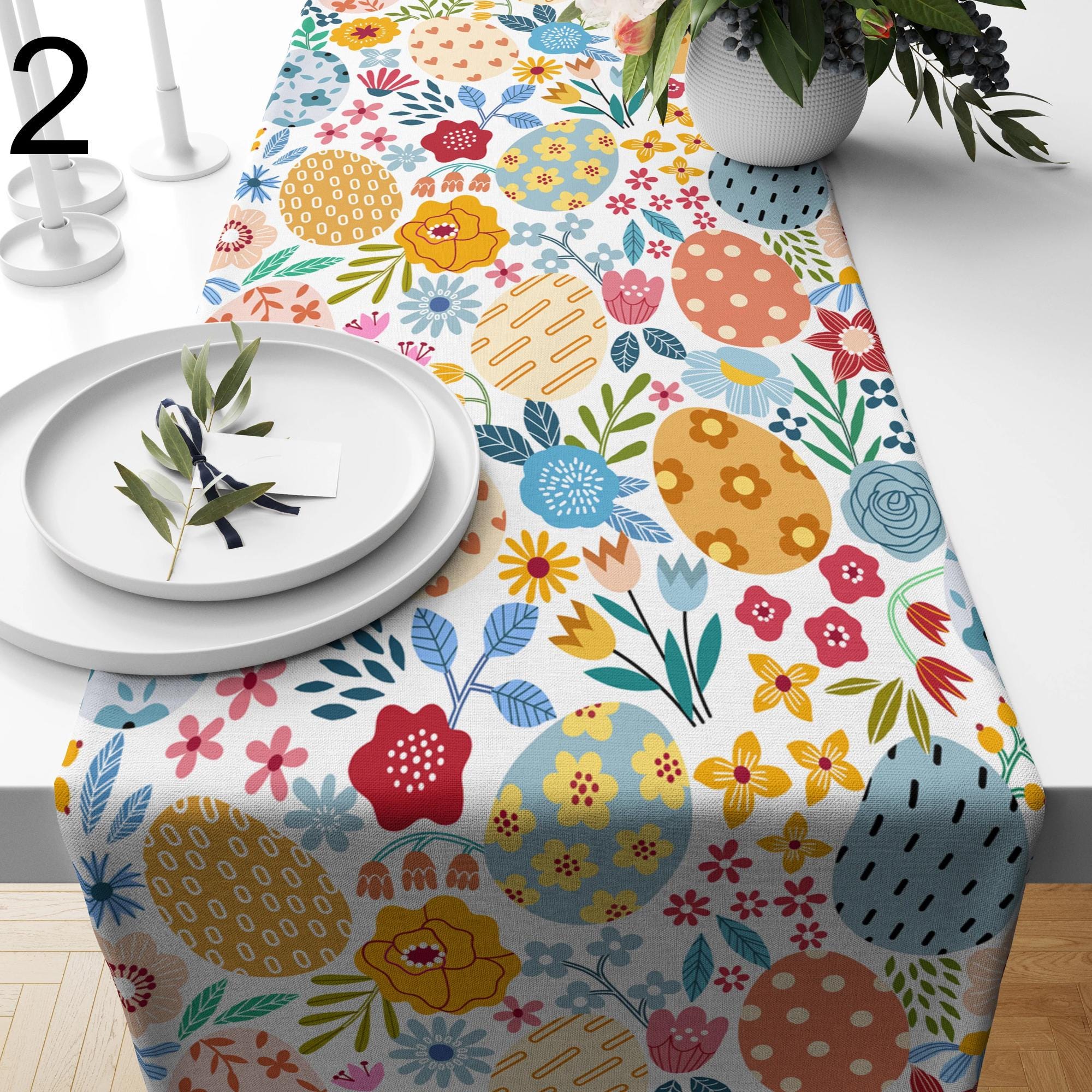 Easter Table Runners, Cute Bunny Table Runner, Happy Easter Dwarf Themed Table Runner, Colorful Easter Table Runner, Gift For Easter Kitchen