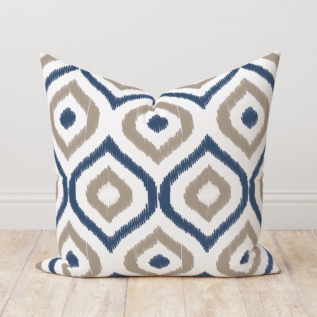 Blue Pillowcase, Indigo Abstract Cushion Cover, Indigo and White Bohemian Pillow Cover, Geometry Cushion Covers, Navy Blue Pillow Covers