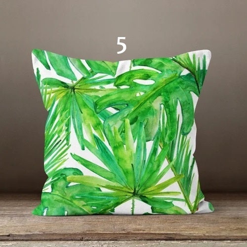 Tropical Leaves Pillow Cover, Leaves Pillow Cover, Floral Cushion Cover, Giant Leaves Cushion Cover, Green Botanical Pillow Cases