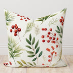 Holly Red Berry Flowers Pillow Cover, Christmas Pine Berry Cushion Cover, Floral Red Berries and Leaves Pillow Cover, Christmas Berry Pillow