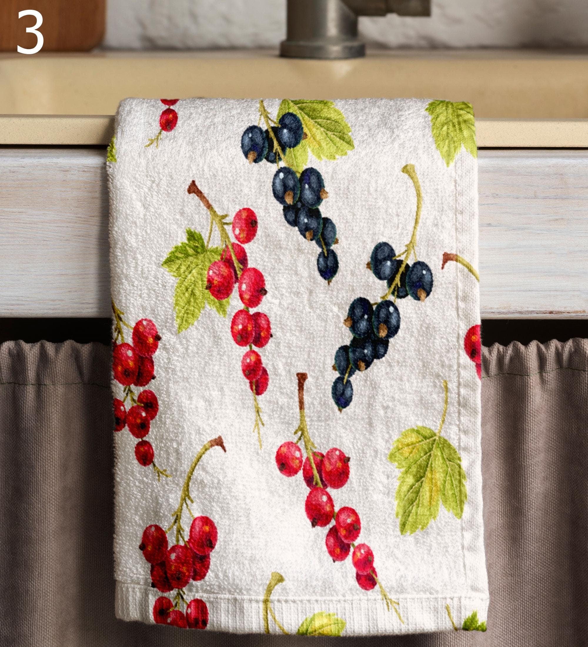 Multicolor Summer Fruit Tea Towels, Fresh Fruit Dish Towel, Fruit Hand Towels, Colorful Kitchen Towels, Fruit Kitchen Fingertip Towels
