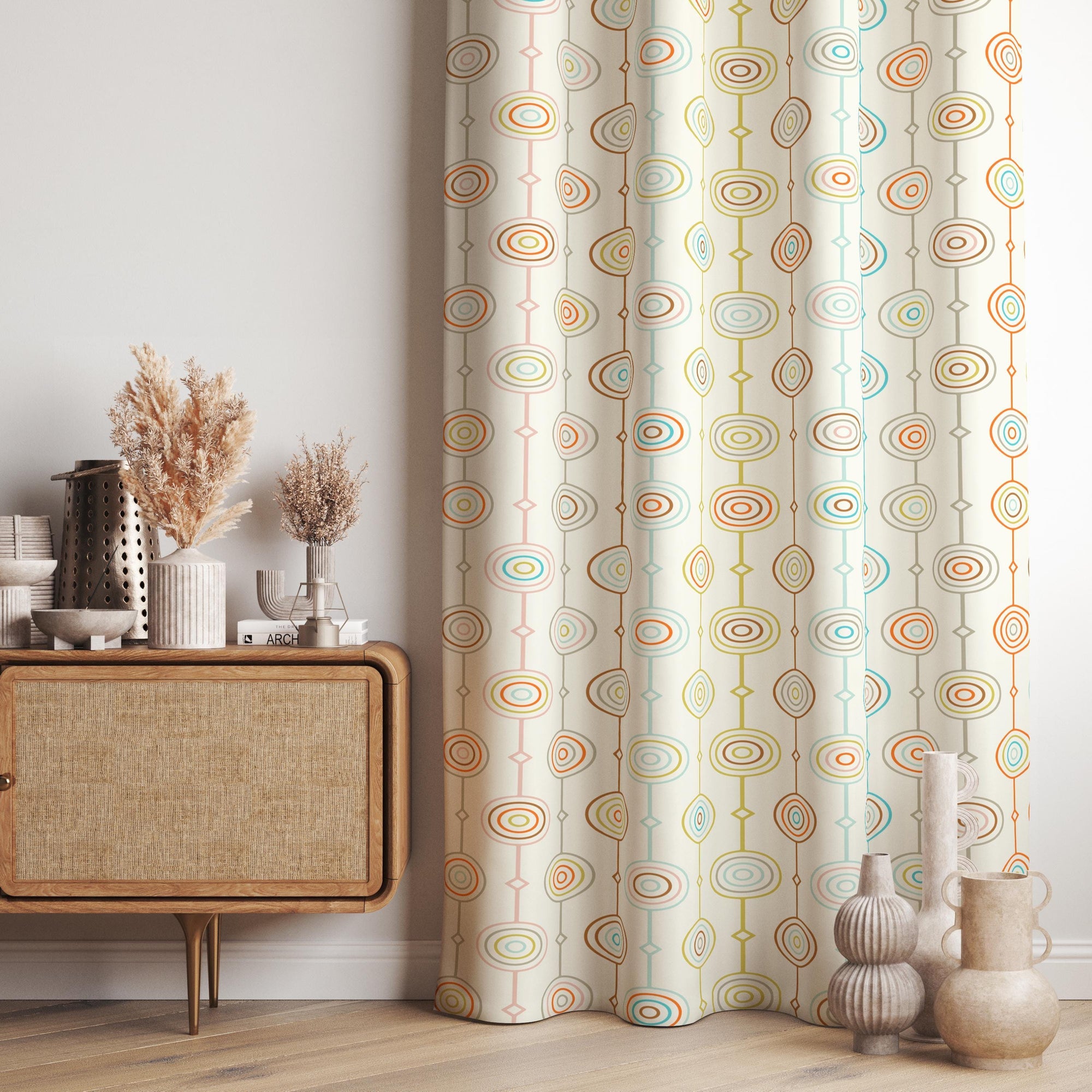 Mid Century Modern Curtain Panels, 70s Retro Curtains, Mcm Curtain, Retro Geometric Abstract Style Curtain, Mod Curtains, Mid Century Drapes