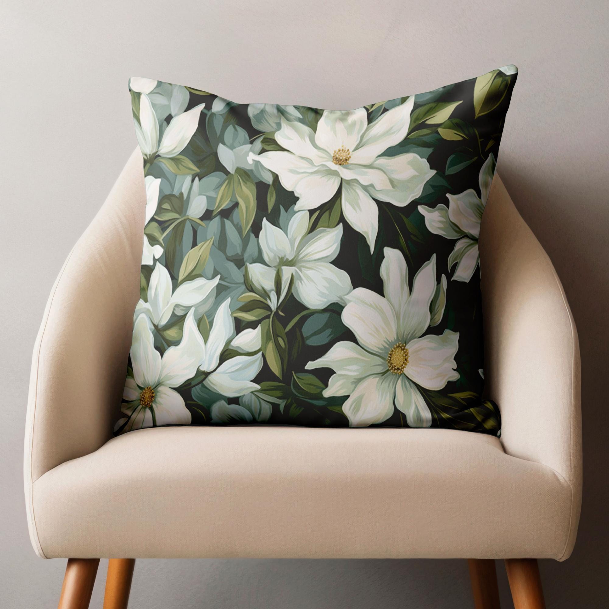 Botanical Floral Pillow Covers, Exotic Flowers Cushion Cover, Green Floral Pillowcase, Tropic Flowers Pillow Case,  Floral Home Decor