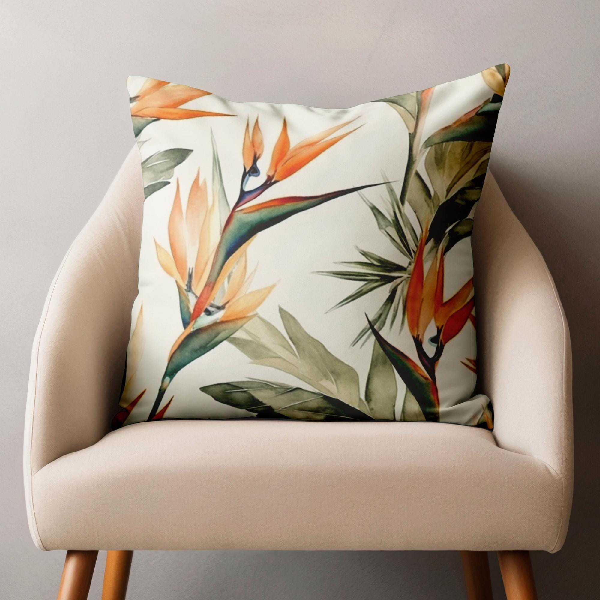 Botanical Floral Pillow Covers, Exotic Flowers Cushion Cover, Green Floral Pillowcase, Tropic Flowers Pillow Case,  Floral Home Decor