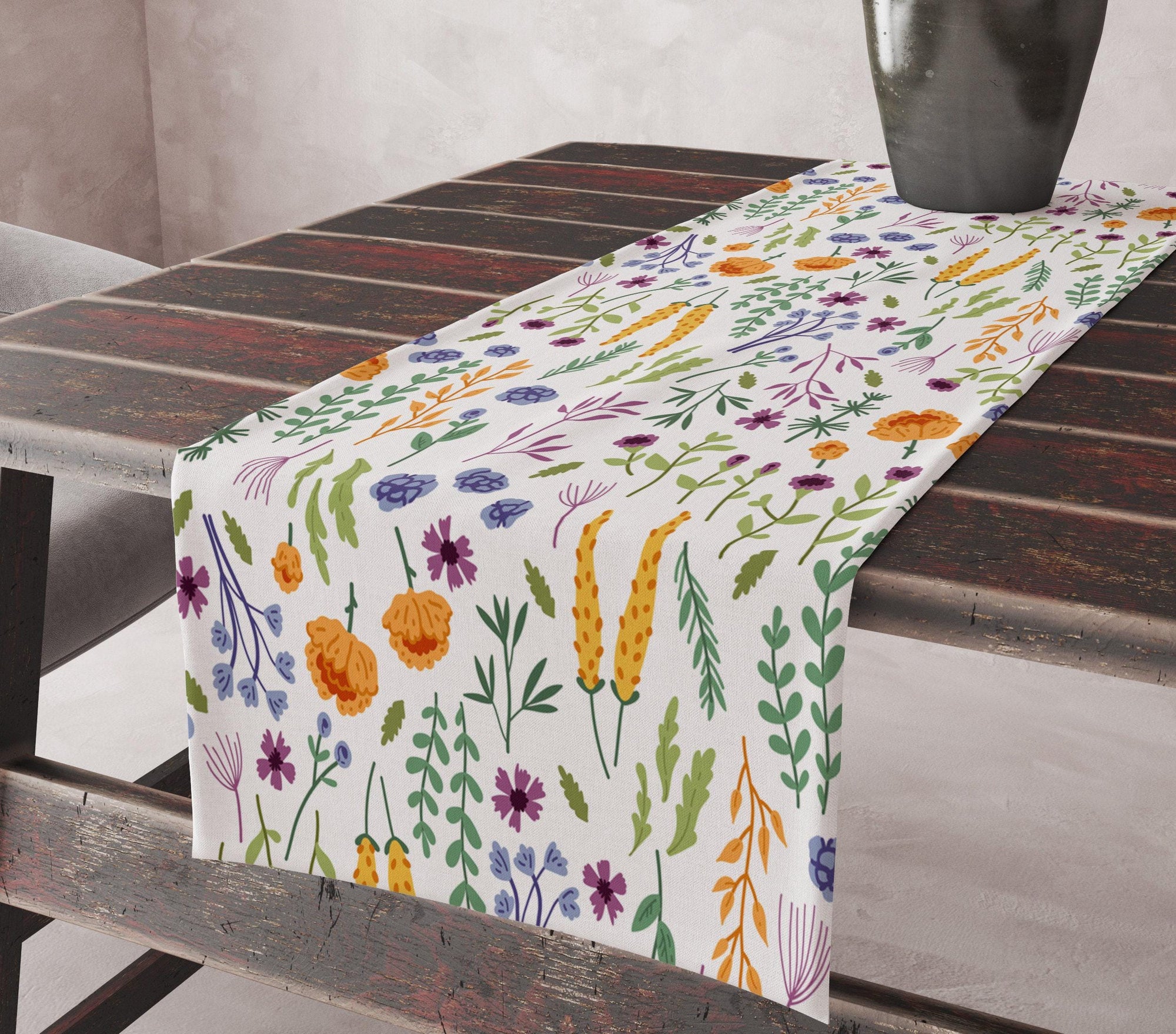 Colorful Floral Table Runners, Floral Table Runners, Spring Flowers Table Runner, Floral Printed Table Runner, Floral Table Decor Runner