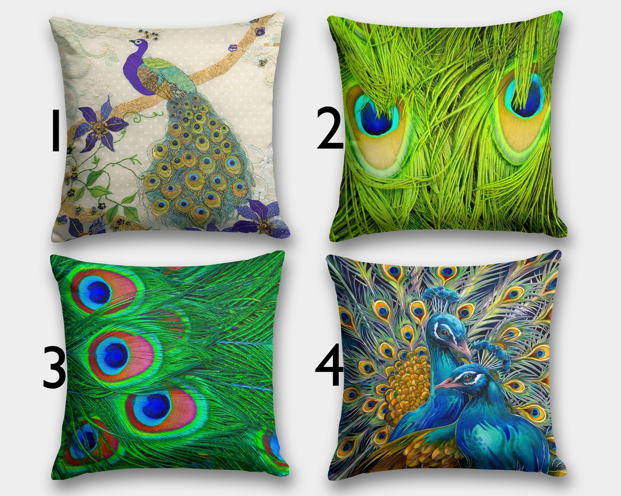 Christmas Home Decor Peacock Pillow Case, Peacock Throw Pillow Cover, Peacock Feather Pillow Covers, Peacock Feather Cushion Covers