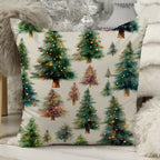 Christmas Green Pine Trees Pillow Covers, Xmas Pine Throw Pillow Cover, Winter Holly Trees Cushion Covers, Christmas Home Decor Pillow