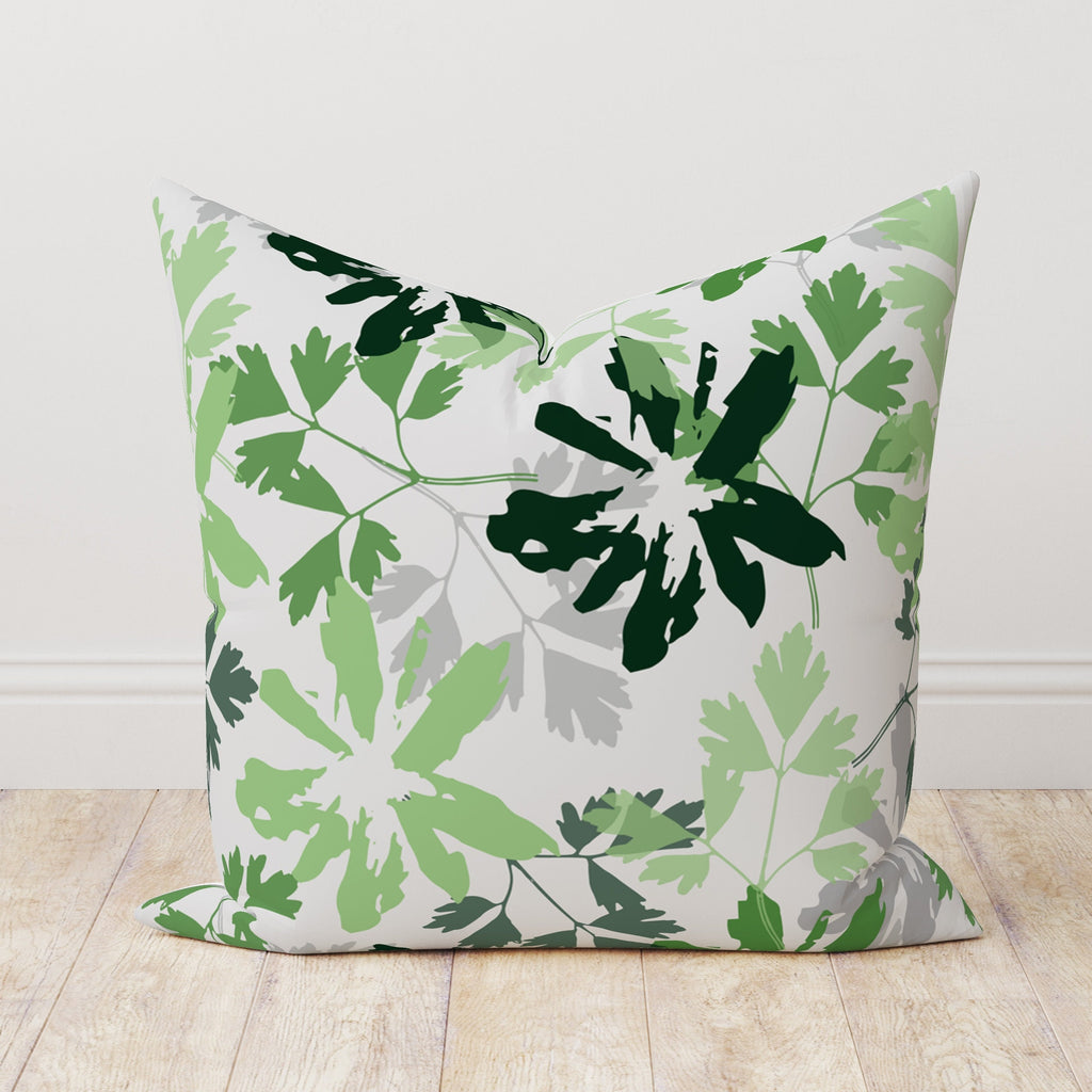 Exotic Flowers Pillowcase, Tropical Green Leaves Pillow Cover, Botanical Cushion Cover, Bird of Paradise Tropic Flowers Throw Pillow Cover