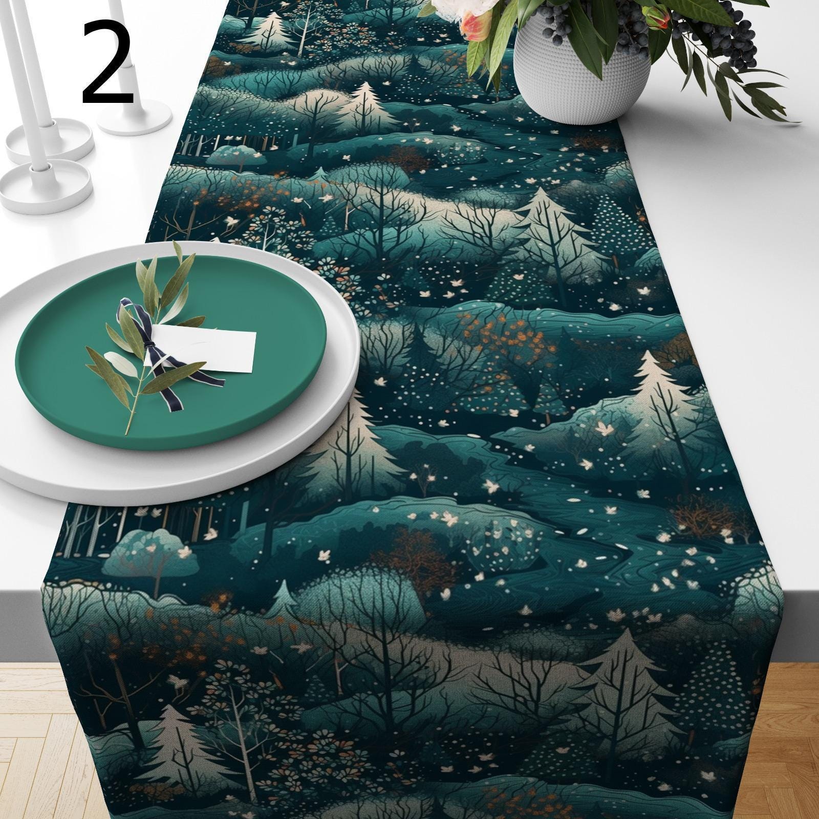 Christmas Pine Tree Table Runner, Holiday Pine Tree Table Runner, Xmas Table Runner, Merry Christmas  Table Runner, Christmas Table Cloth