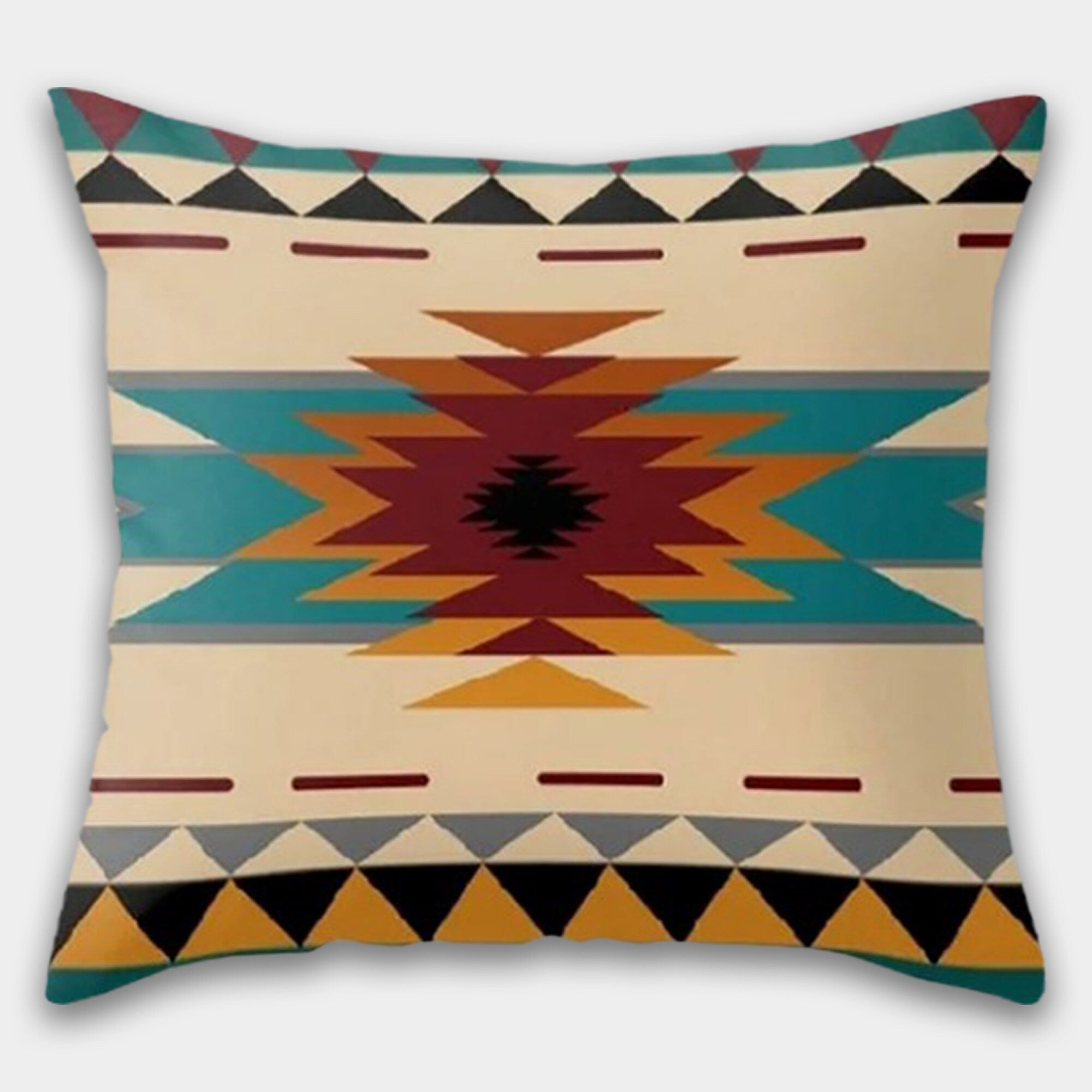 Southwestern Geometric Pillow Covers, Tribal Boho Throw Pillow, Native Style Cushion Covers, Aztec Rustic Home Decor