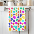 Colorful Eggs Kitchen Towels, Easter Decorative Tea Towel, Easter Egg Dish Towel, Easter Fingertip Towels, Cute Easter Hand Towels