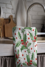 Christmas Berry Tea Towels, Xmas Dish Towel, Christmas Kitchen Decor Towel, Holly Kitchen Hand Towel,  Christmas Kitchen  Decor Dish Towel