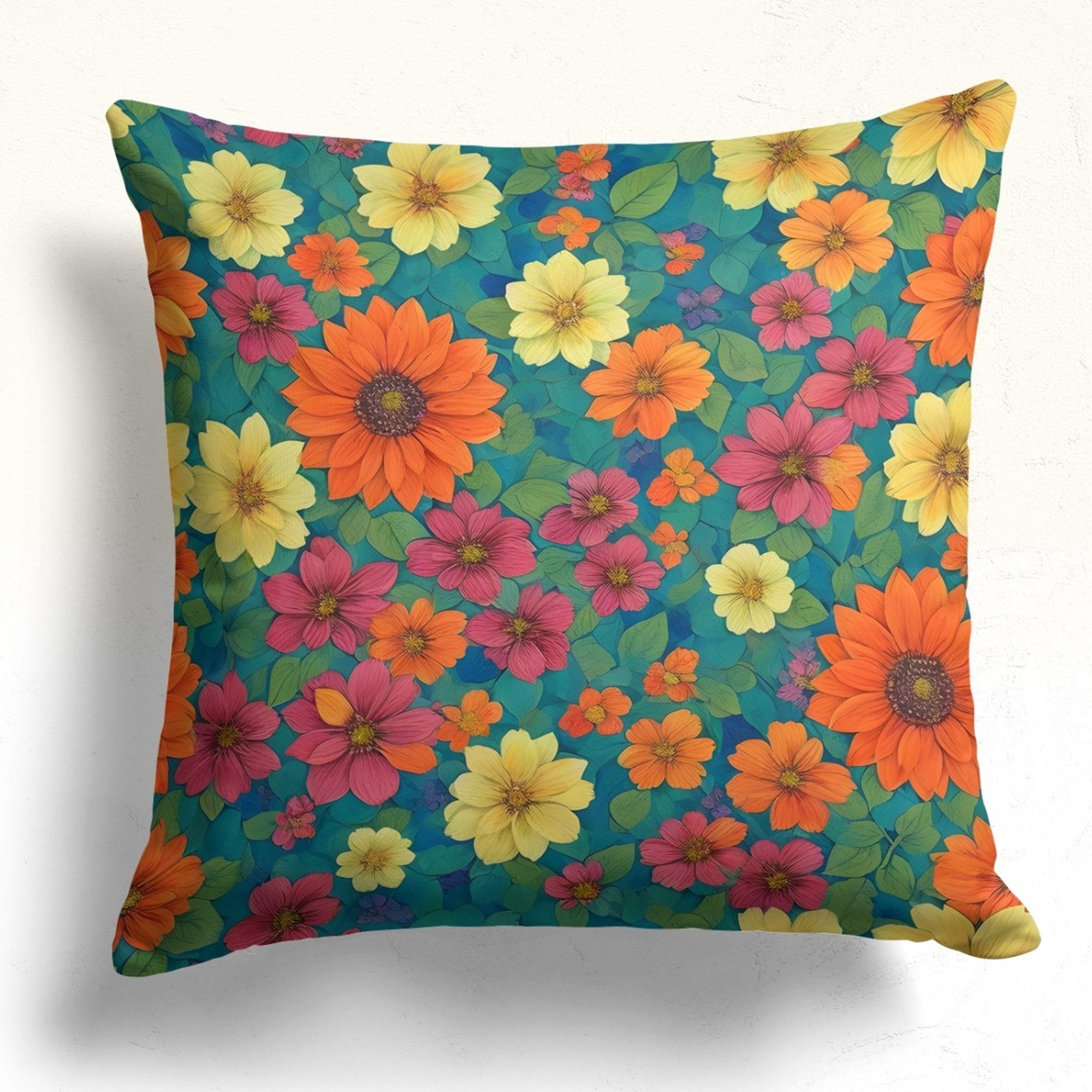 Wildflowers Pillow Covers, Colorful Floral Pillow Cover, Spring Floral Cushion Cover, Vivid Floral Throw Pillow Covers, Floral Pillowcases