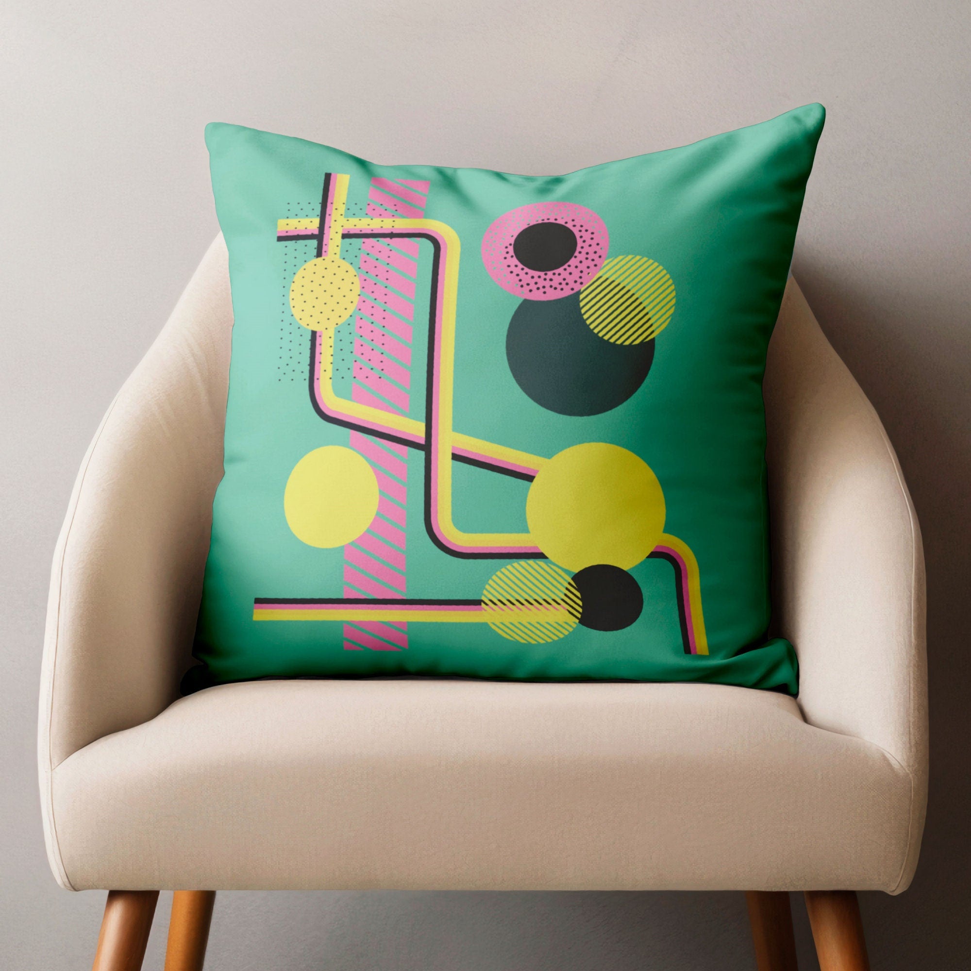 Retro Geometric Pillow Cover, 70s Inspired Pillow Covers, Mid Century Modern Pillowcase, Retro Cushion Cover, Retro Chic Pillow Decor