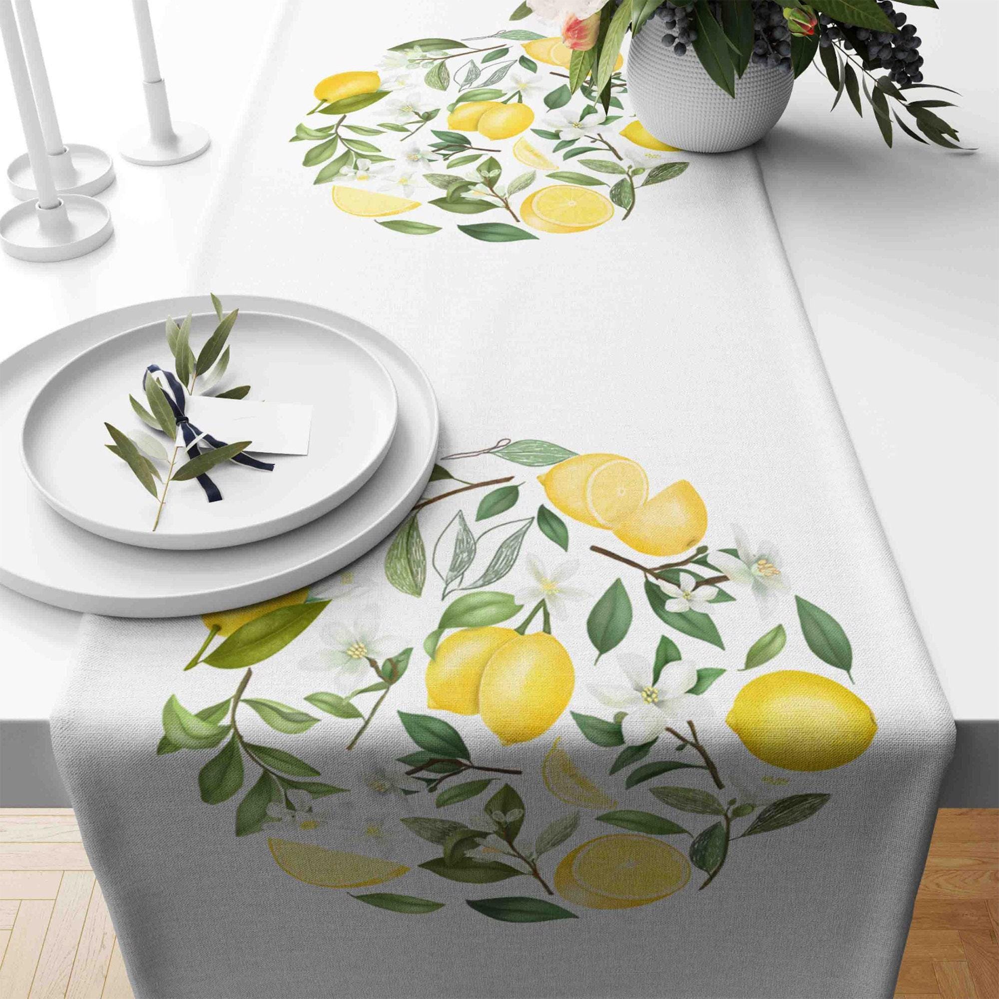 Lemon Table Runner, Yellow Lemon Table Runner, Kitchen Lemon Tablecloth, Decorative Table Cover, Kitchen Dining Table Runner, Yellow Runner