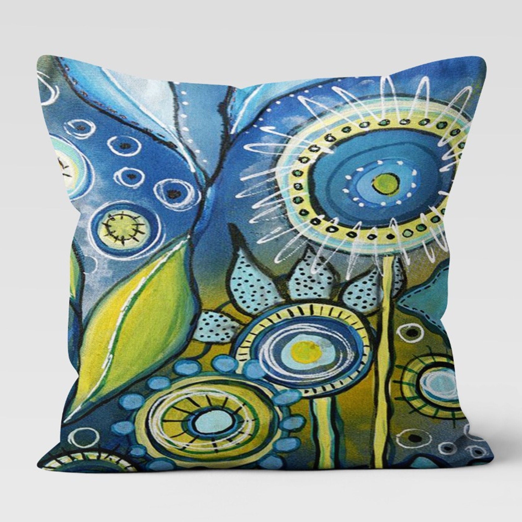 Colorful Floral Pillow Cover, Floral Pillow Cover, Home Decor, Summer Cushion Case, Geometric Pillow Cover, Digital Cushion, Housewarming