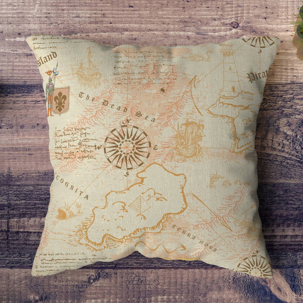 Nautical Pillow Covers, Sailor Cushion Cover, Ancient Map Nautical Pillowcase, Ancient Nautical Pillow Covers