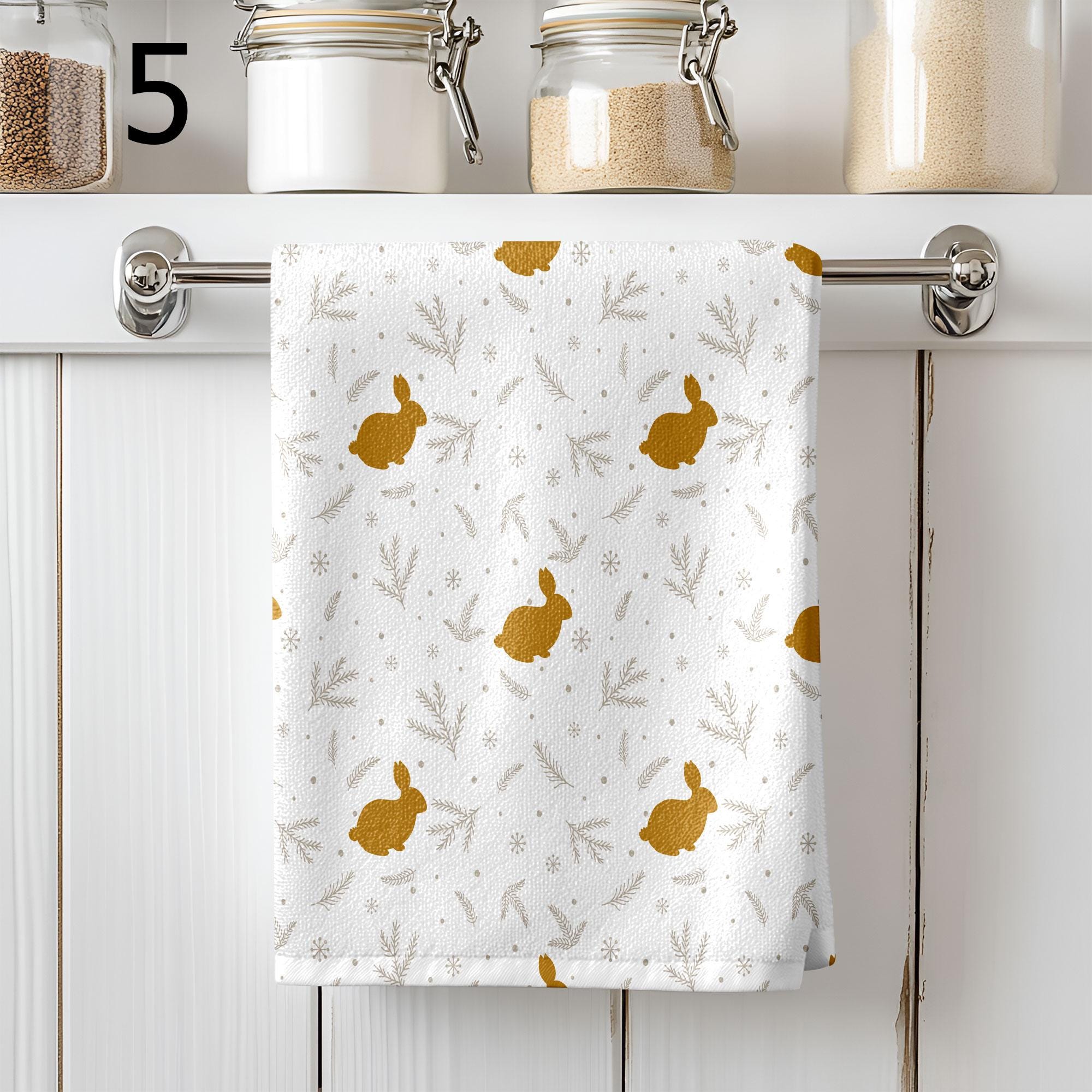 Cute Easter Decorative Tea Towel, Easter Bunny Dish Towel, Easter Fingertip Towels, Bunny Kitchen Towels, Cute Easter Bunny Tea Towels