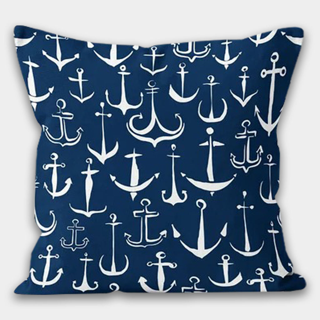 Navy Anchor Pillow Case, Anchor Pillow, Compass Nautical Pillow, Yacht Decor Cushion Cover, Nautical Cushion, Marin Pillow, Beach Pillow