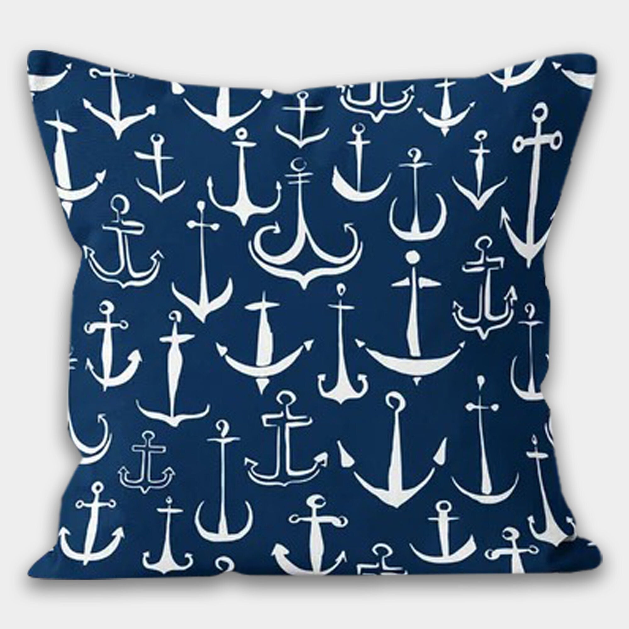 Navy Anchor Pillow Case, Anchor Pillow, Compass Nautical Pillow, Yacht Decor Cushion Cover, Nautical Cushion, Marin Pillow, Beach Pillow
