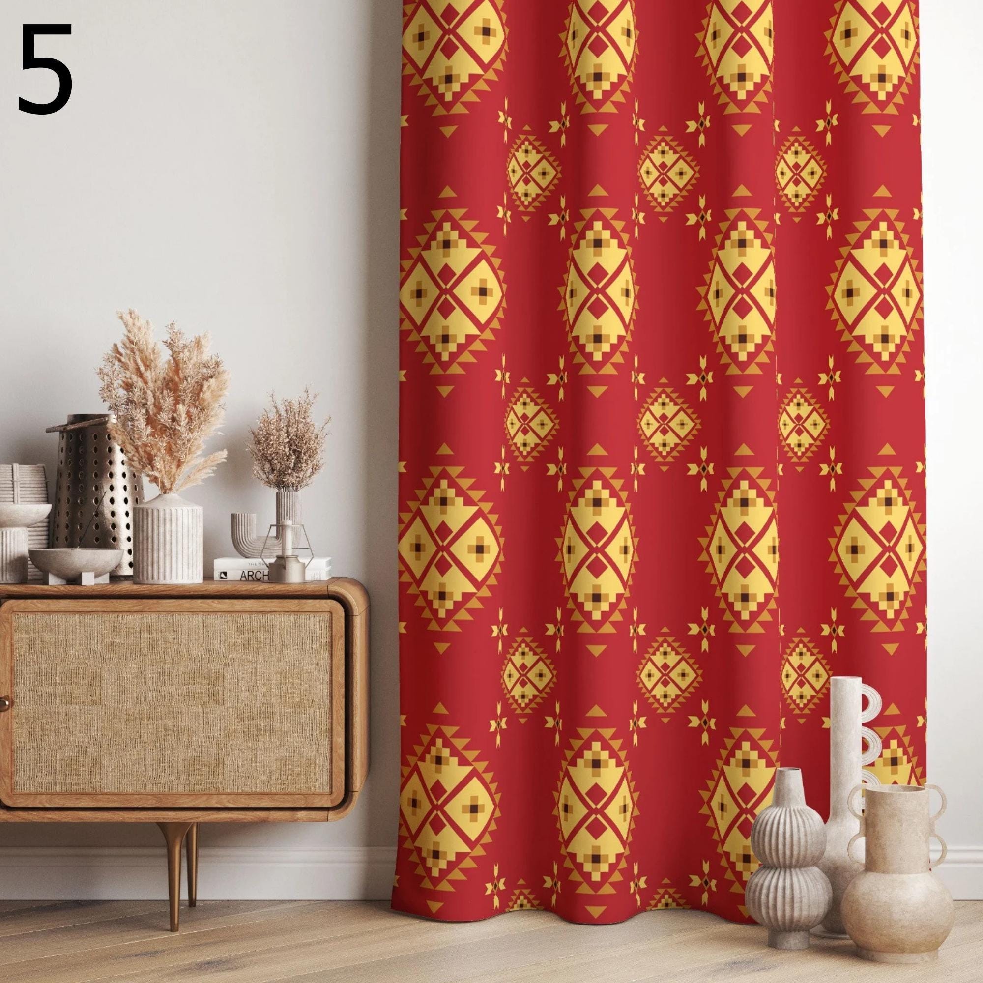 Modern Vintage Ethnic Curtains, Ethnic Curtain Panels, Southwest Ethnic Curtain, Rug Curtains, Mudcloth Curtain Panels