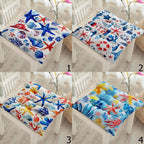 Coastal Sea Life Chair Pads, Nautical Ocean Seat Cushions, Starfish Coral Design Summer Patio Cushions, Beach Home Chair Cushions
