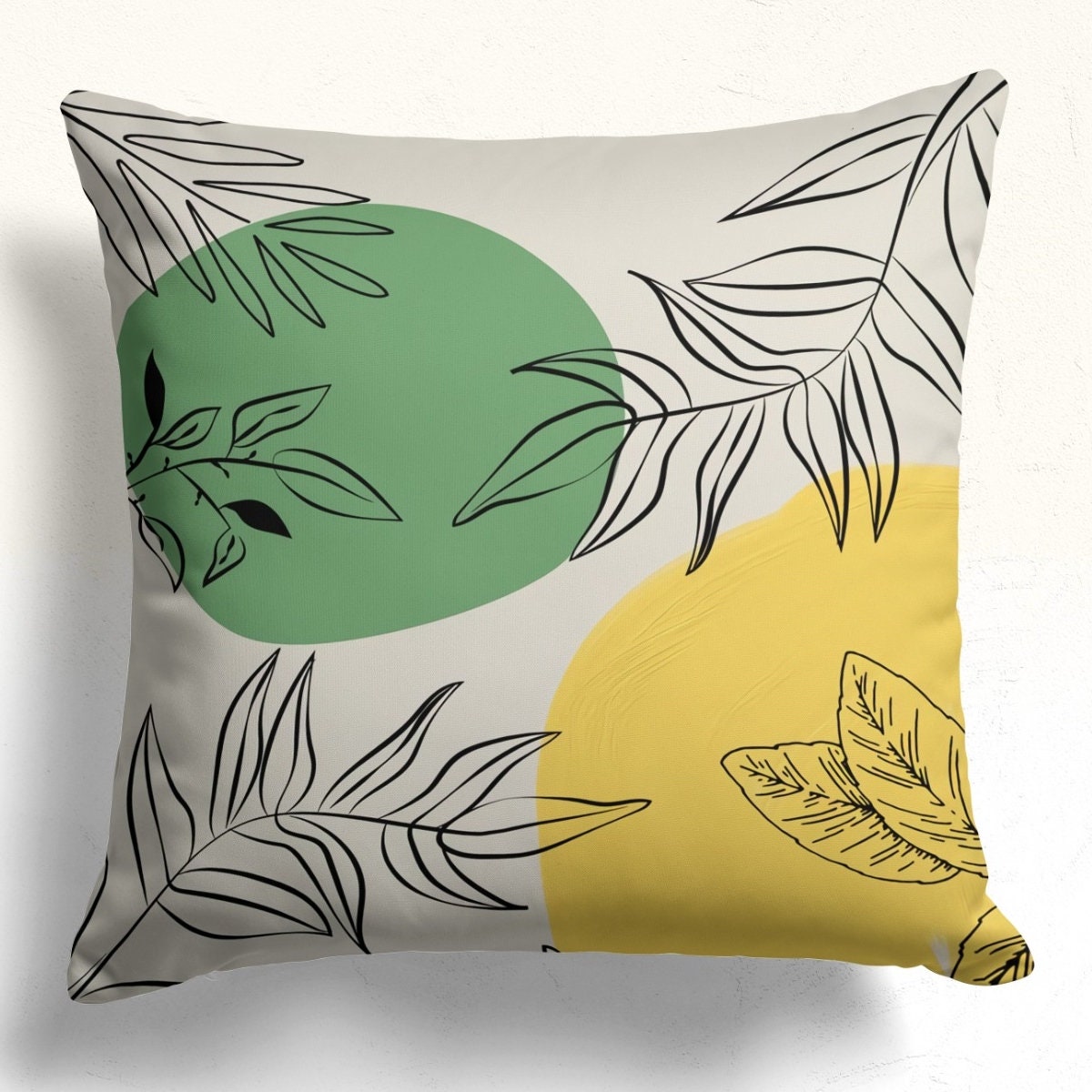 Modern Abstract Leaves Pillow Case, Minimalist Abstract Leaves Cushion Covers, Abstract Leaf Pillowcase, Abstract Leaves Throw Pillow Cover