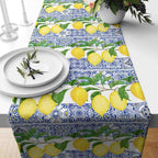 Lemon Table Runner, Yellow Lemon Table Runner, Kitchen Lemon Tablecloth, Decorative Table Cover, Kitchen Dining Table Runner, Yellow Runner
