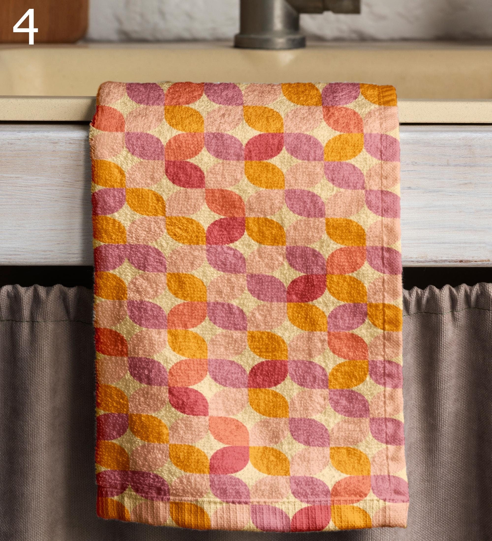 Mid Century Modern Tea Towels, Retro Dish Towel, 70s Kitchen Gifts, MCM Hand Towels, Colorful Retro Kitchen Towels, Retro Kitchen Decor