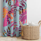 Colorful Tropical Leaf Curtains, Exotic Pink Leaves Window Curtains, Tropical Abstract Drapes, Palm Leaves Panels, Botanical Leaf Curtains