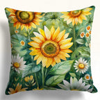 Sunflowers Pillow Covers, Yellow Sunflowers Cushion Covers, Yellow Floral Printed Pillow Case, Sun Flowers Throw Pillow Covers