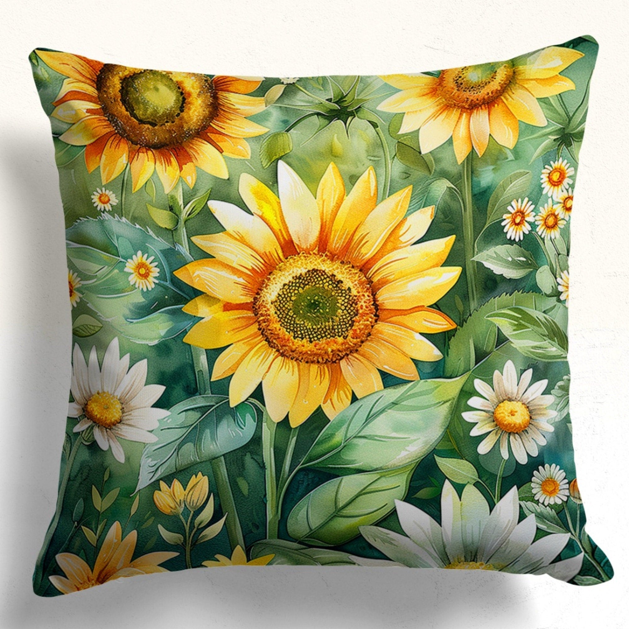 Sunflowers Pillow Covers, Yellow Sunflowers Cushion Covers, Yellow Floral Printed Pillow Case, Sun Flowers Throw Pillow Covers