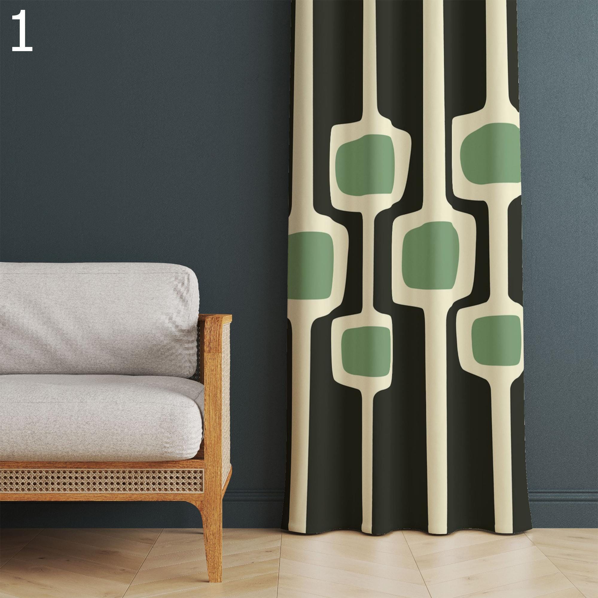 Retro 70s Curtains, Mcm Curtain Panels, Retro Modern Art Deco Style Curtain, Retro Groovy Curtains, Mid Century Modern Curtain Panels