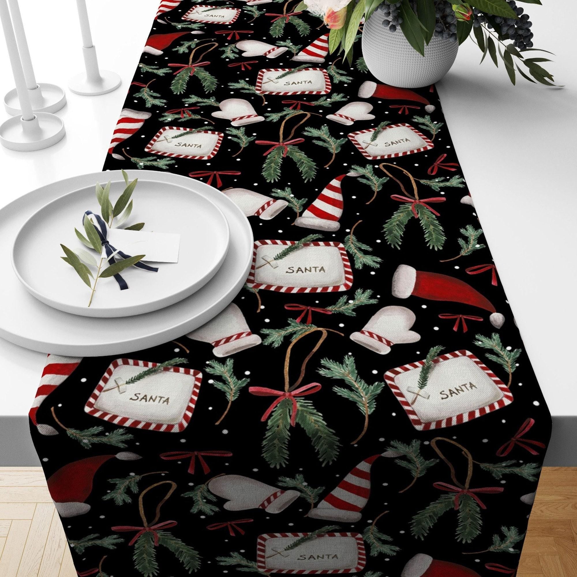 Christmas Flowers Table Runner, Christmas Red Berry Table Runner, Xmas Table Runner, Christmas Party Table, Christmas Gift