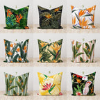 Tropical Flowers Pillow Covers, Bird of Paradise Pillow Covers, Exotic Floral Pillow Case, Bird of Paradise Cushion Cover, Floral Pillowcase