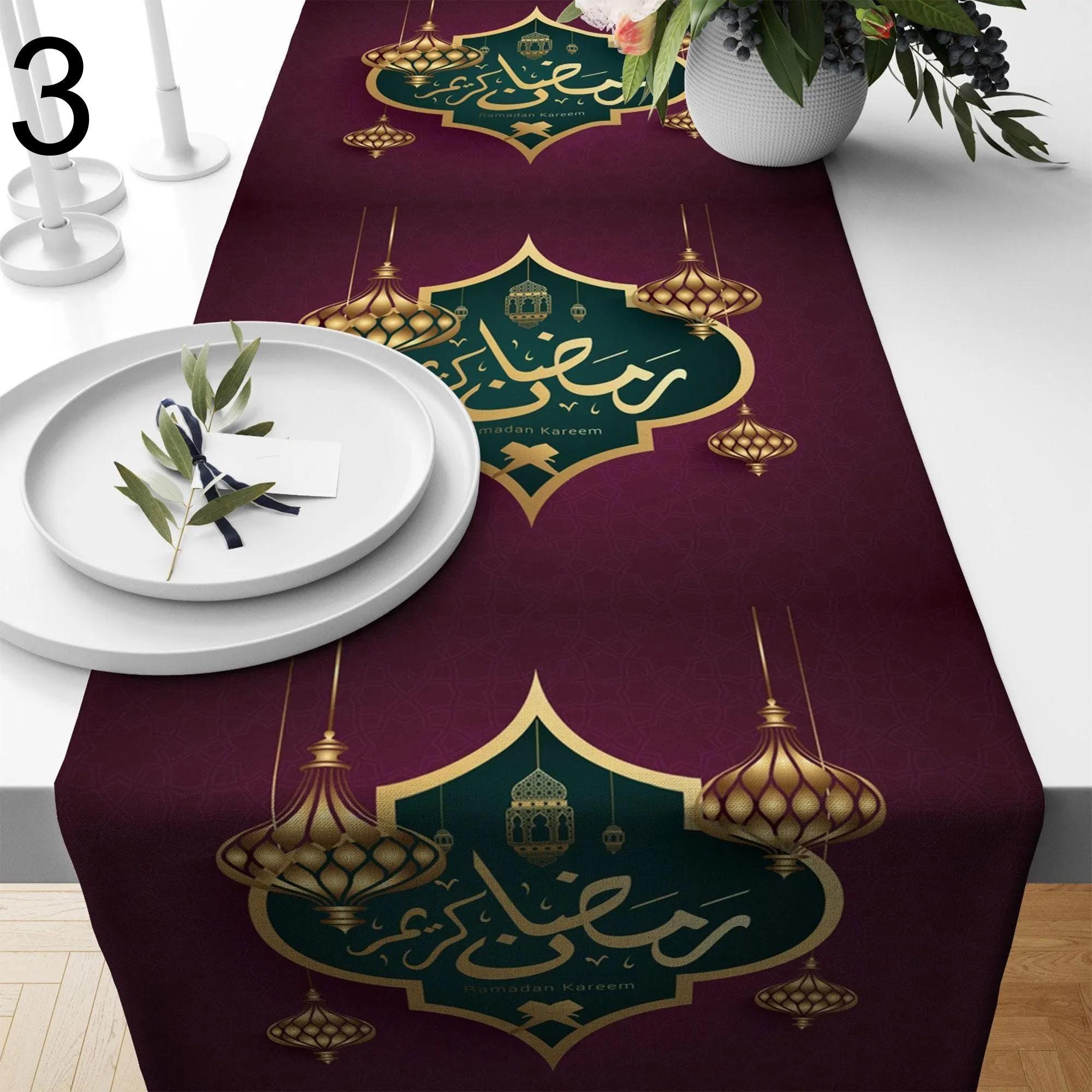 Eid Ramadan Table Runner, Ramadan Table Runner, Islamic Table Runner, Blessed Ramadan Table Decor, Gift for Muslim, Muslim Table Decor
