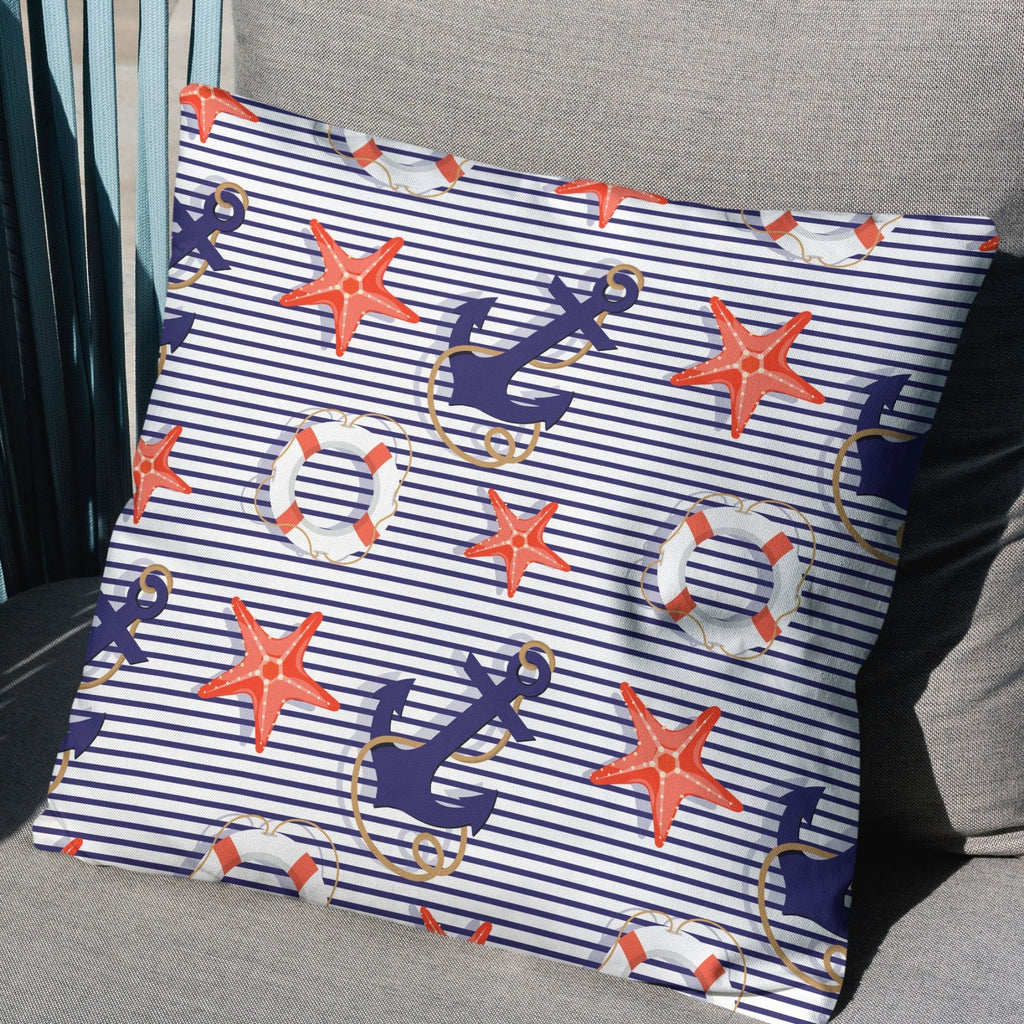 Nautical Anchor Rudder Waterproof Pillow Covers, Outdoor Anchor Waterproof Cushion Cover, Outdoor Water Resistant Pillowcase