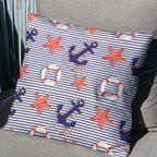 Nautical Anchor Rudder Waterproof Pillow Covers, Outdoor Anchor Waterproof Cushion Cover, Outdoor Water Resistant Pillowcase
