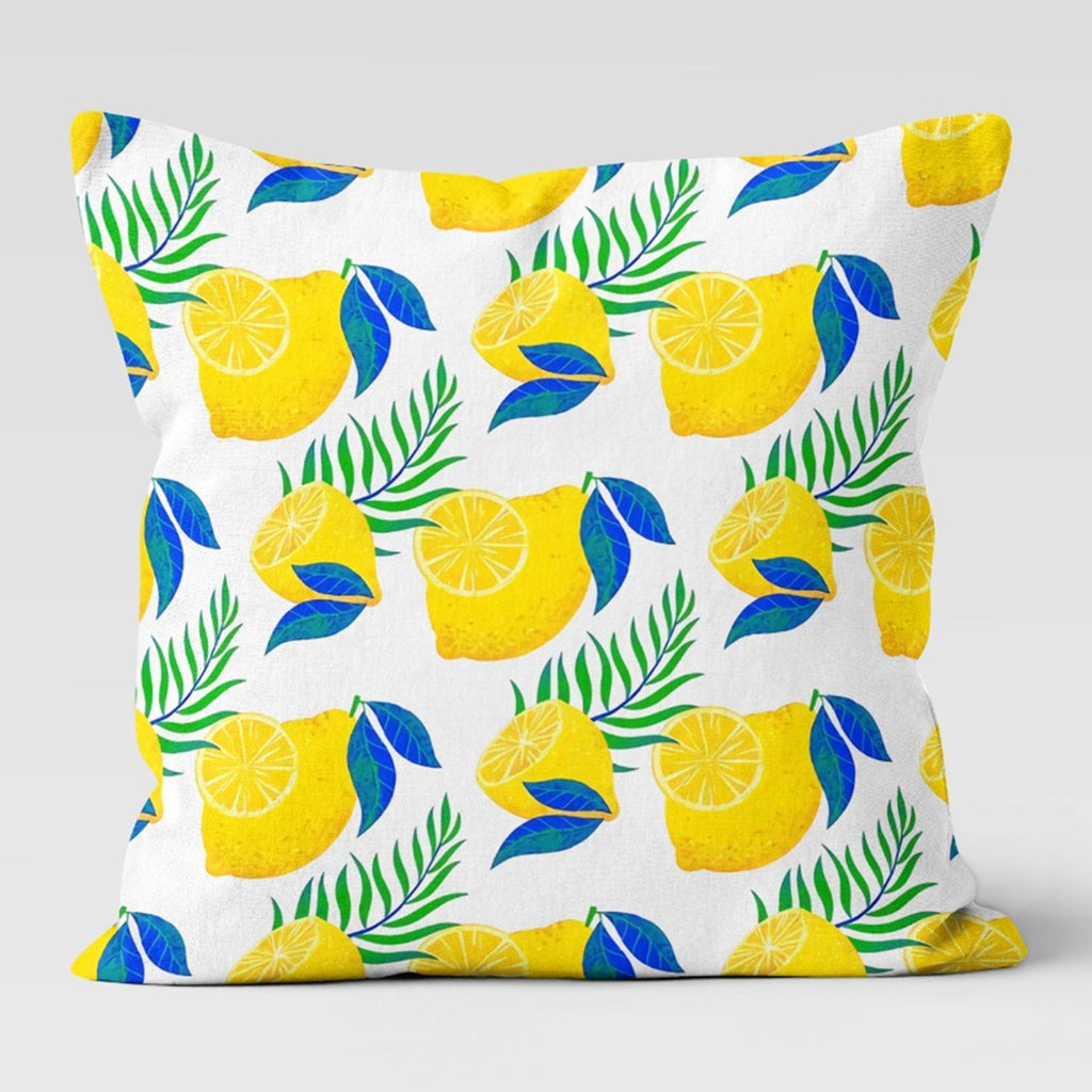 Lemon Pillow Covers, Outdoor Lemon Pillows, Lemon Cushion, Floral Summer Pillow, Lemon Kitchen Decor, Lemons Home Decor, Summer Pillow