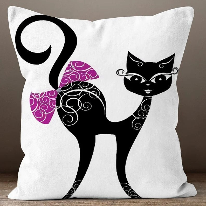Cat Pillow Cover, Cute Cat Pillowcase, Cute Animal Home Decor, Print Pillow, Animal Pattern Pillow Covers, Pet Pillow Covers
