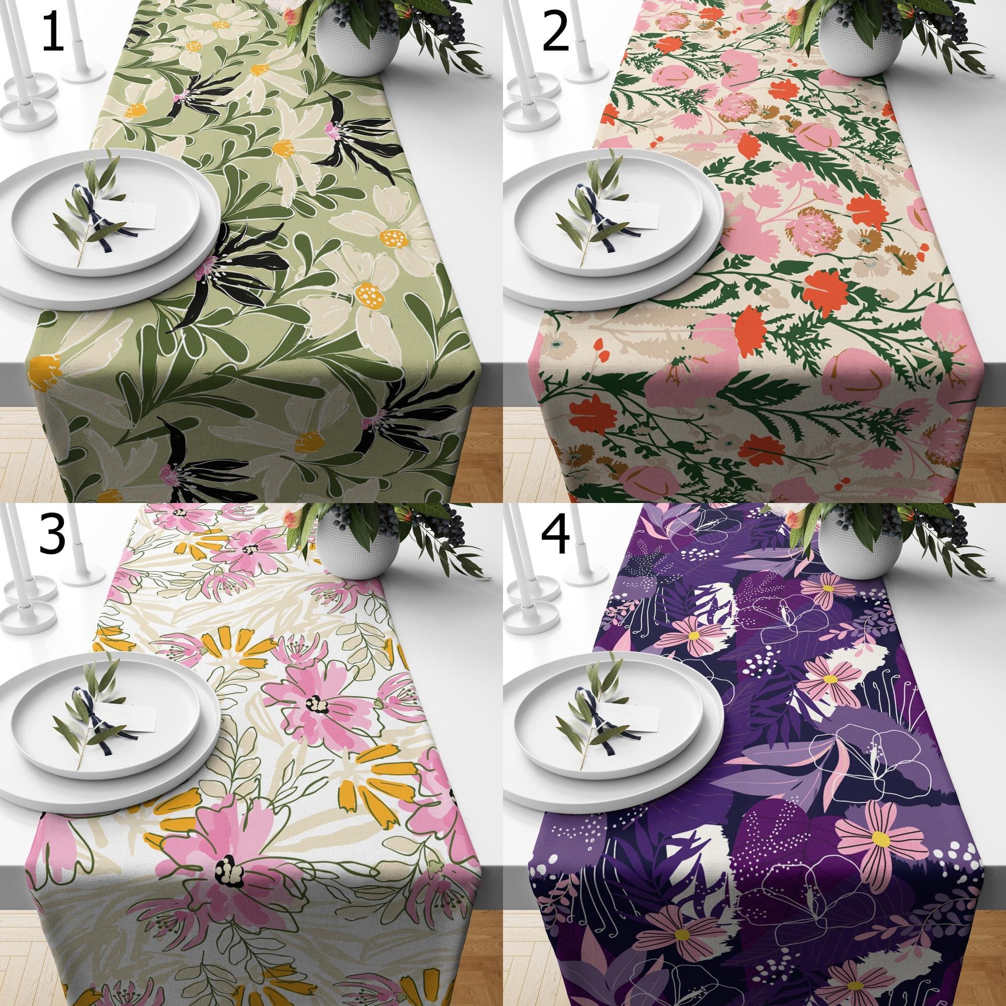 Floral Coffee Table Runners, Colorful Flowers Runners, Spring Wildflowers Table Runners, Wild Floral Printed Table Runner, Floral Runners