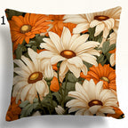 Orange and White Floral Pillow Cases, Daisy Flowers Pillow Covers, Vibrant Daisy Cushion Covers, Daisy Bunch Pillow Cover
