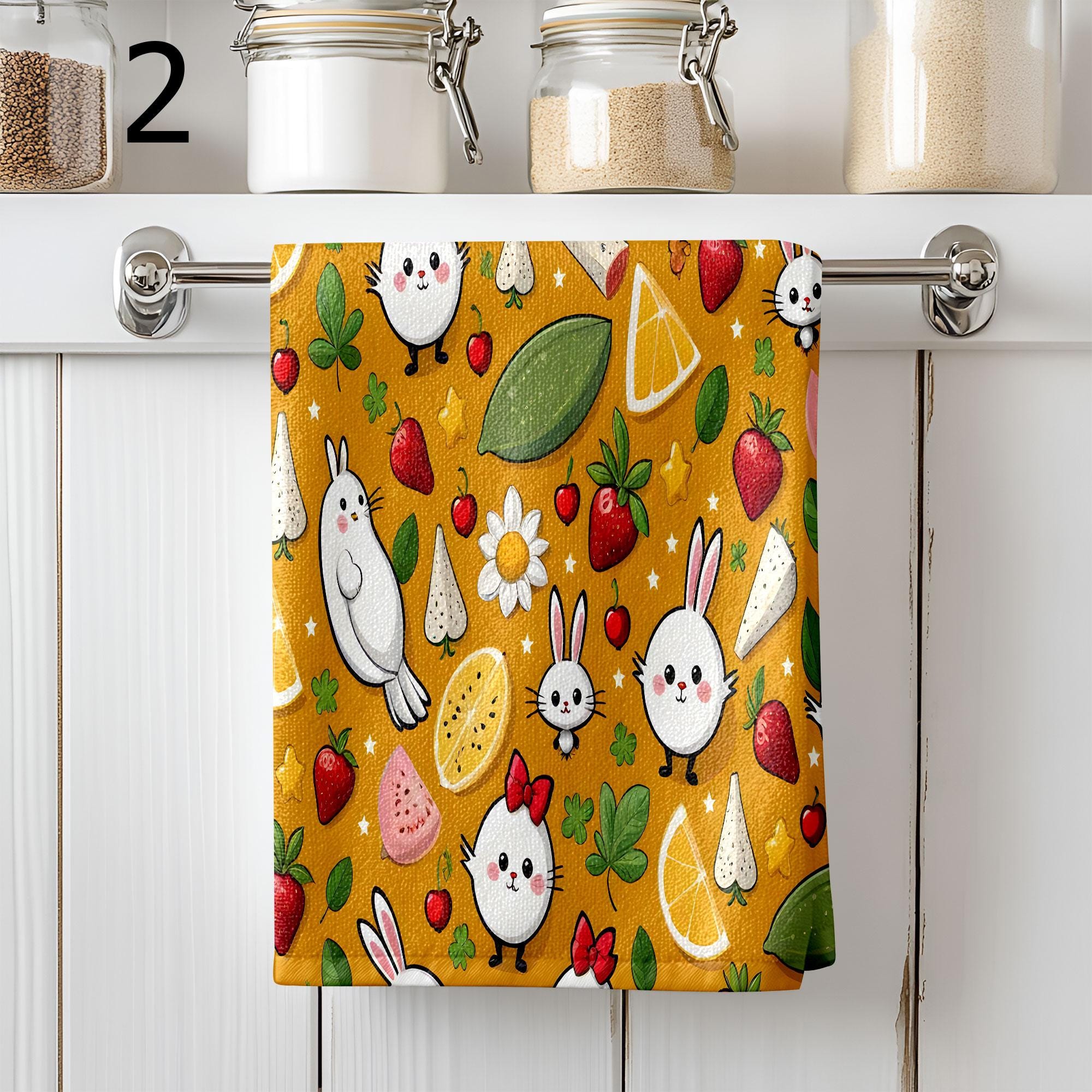 Easter Bunny Dish Towel, Cute Easter Decorative Tea Towel, Easter Fingertip Towels, Bunny Fingertip Towels, Cute Easter Bunny Tea Towels